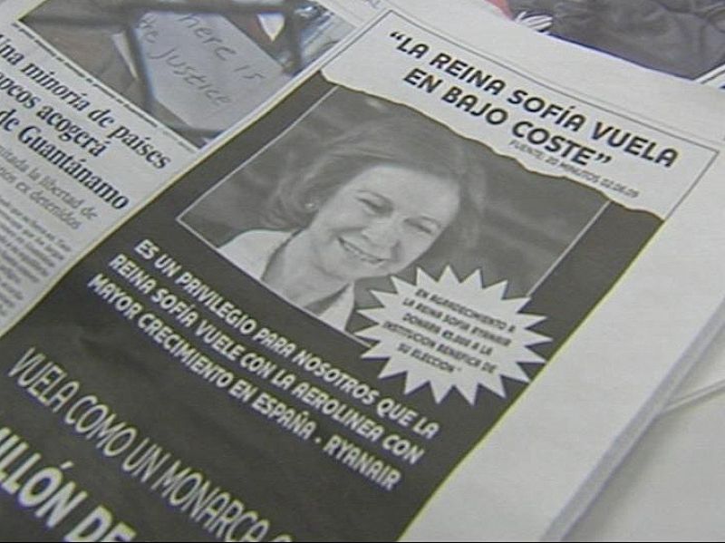 Disgusto en la Casa Real por el uso de la imagen de Doña Sofía en una campaña de Ryanair