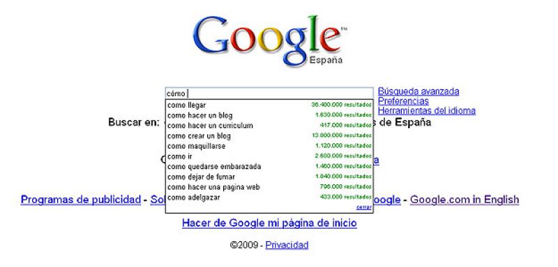 Google 'autocompleta' los asuntos que más preocupan a los españoles