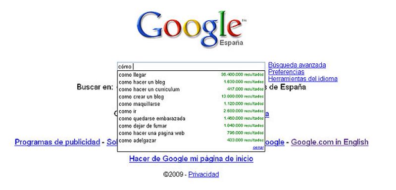 Google 'autocompleta' los asuntos que más preocupan a los españoles