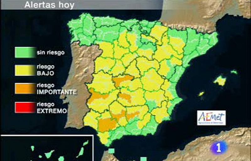 Alerta naranja en Sevilla, Córdoba, Jaén, Badajoz y Toledo