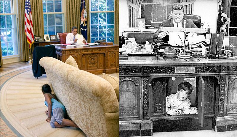 Barack Obama homenajea a Kennedy con una foto de su hija Sasha en el Despacho Oval