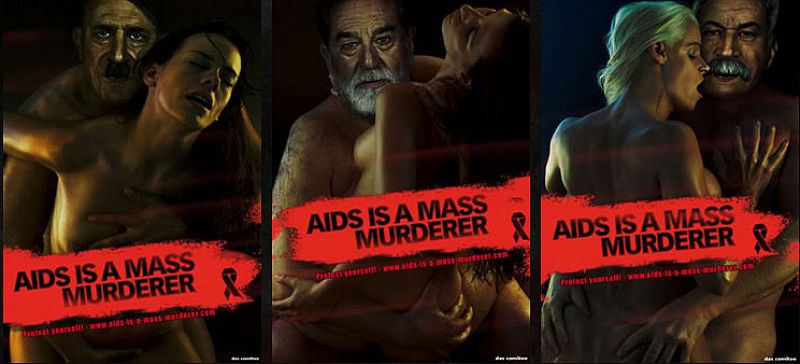 Hitler, Stalin y Sadam Hussein protagonizan una inusual campaña contra el SIDA