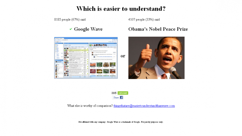 "¿Qué es más fácil de entender, Google Wave o el Nobel de la Paz a Obama?"