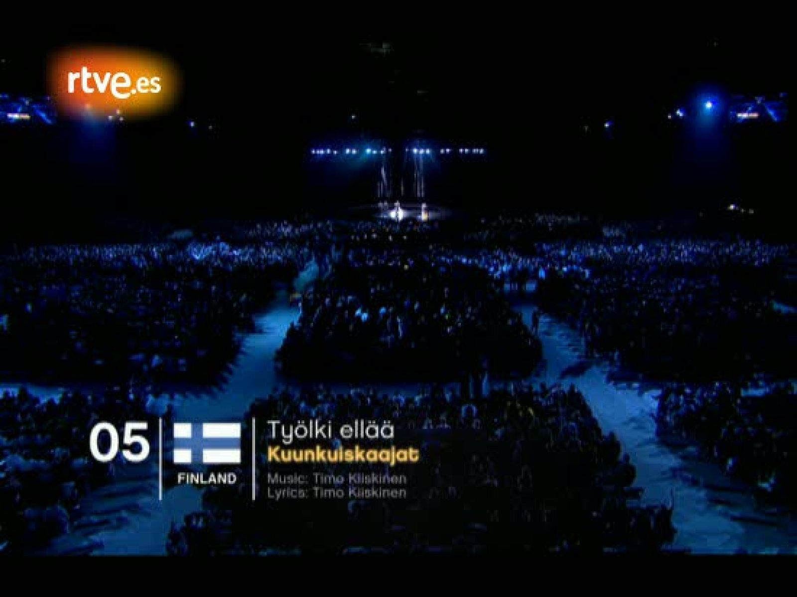 Actuación de Finlandia, Kuunkuiskaajat, "Työlki Ellää" en la primera semifinal