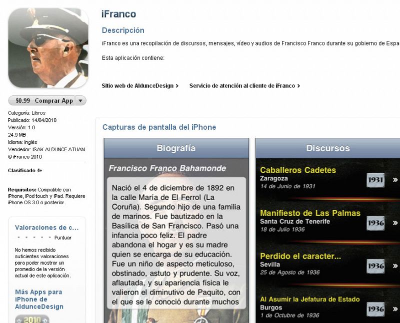iFranco: los discursos del dictador, en tu iPhone