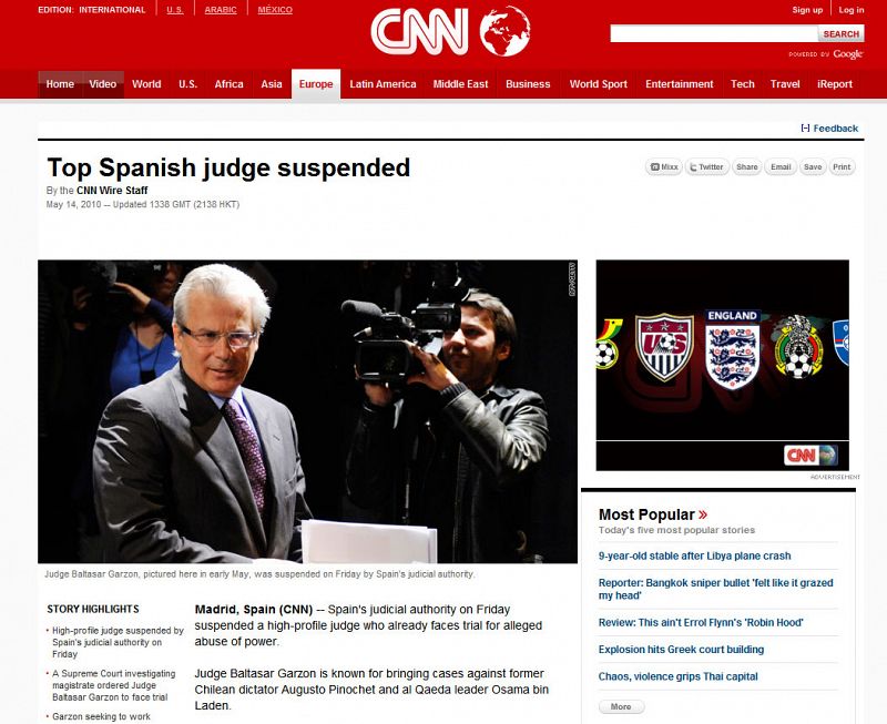 La prensa internacional se hace eco de la suspensión a Garzón