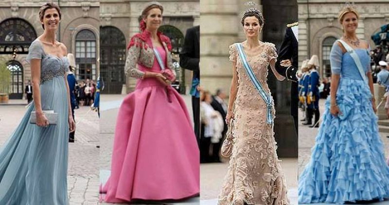 Tonos pastel, vestidos largos y llamativas tiaras: la elección de las invitadas a la boda sueca