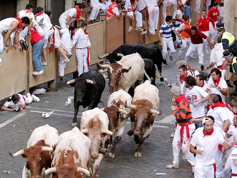 Multitudinario y extraño cuarto encierro de Dolores Aguirre en San Fermín 2010