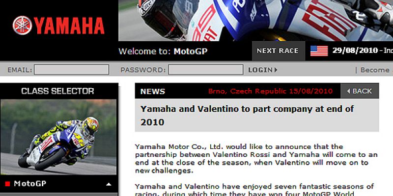 Yamaha despide a Rossi: "Siempre será una parte importante de nuestra herencia"