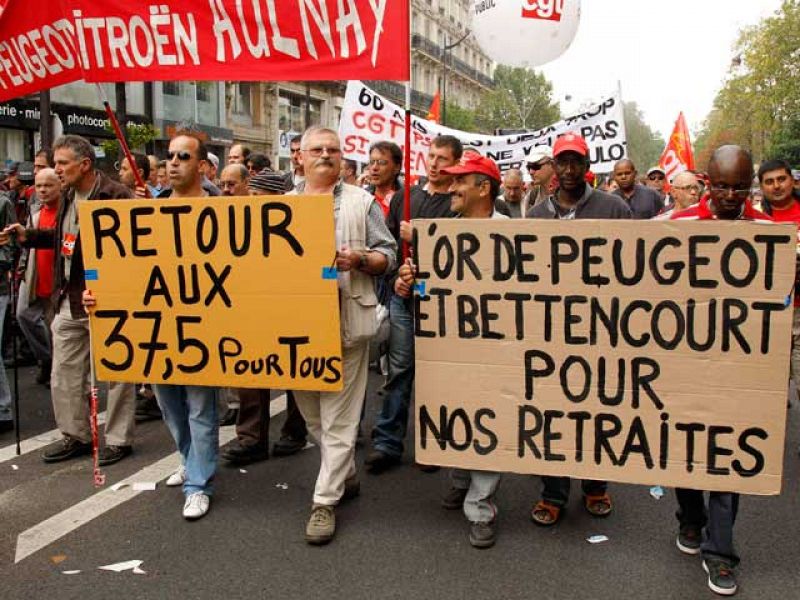 Rechazo masivo en las calles de Francia a la reforma de las pensiones de Sarkozy