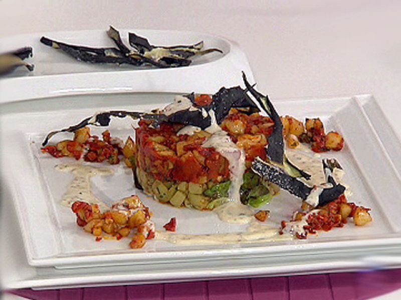 Ensalada de berenjenas, sepia y salsa de yogur (10/09/10)