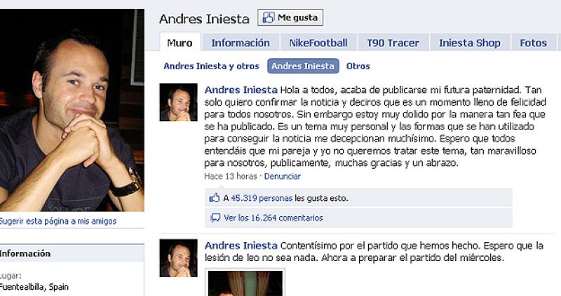 Iniesta, muy enfadado por la información de su paternidad