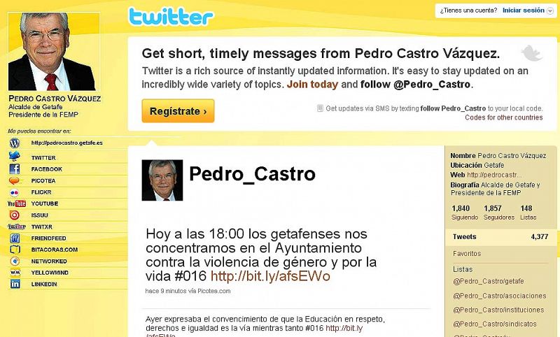 Pedro Castro en su twitter: "La mujer ha aparecido con heridas de arma blanca, procuraré informaros"