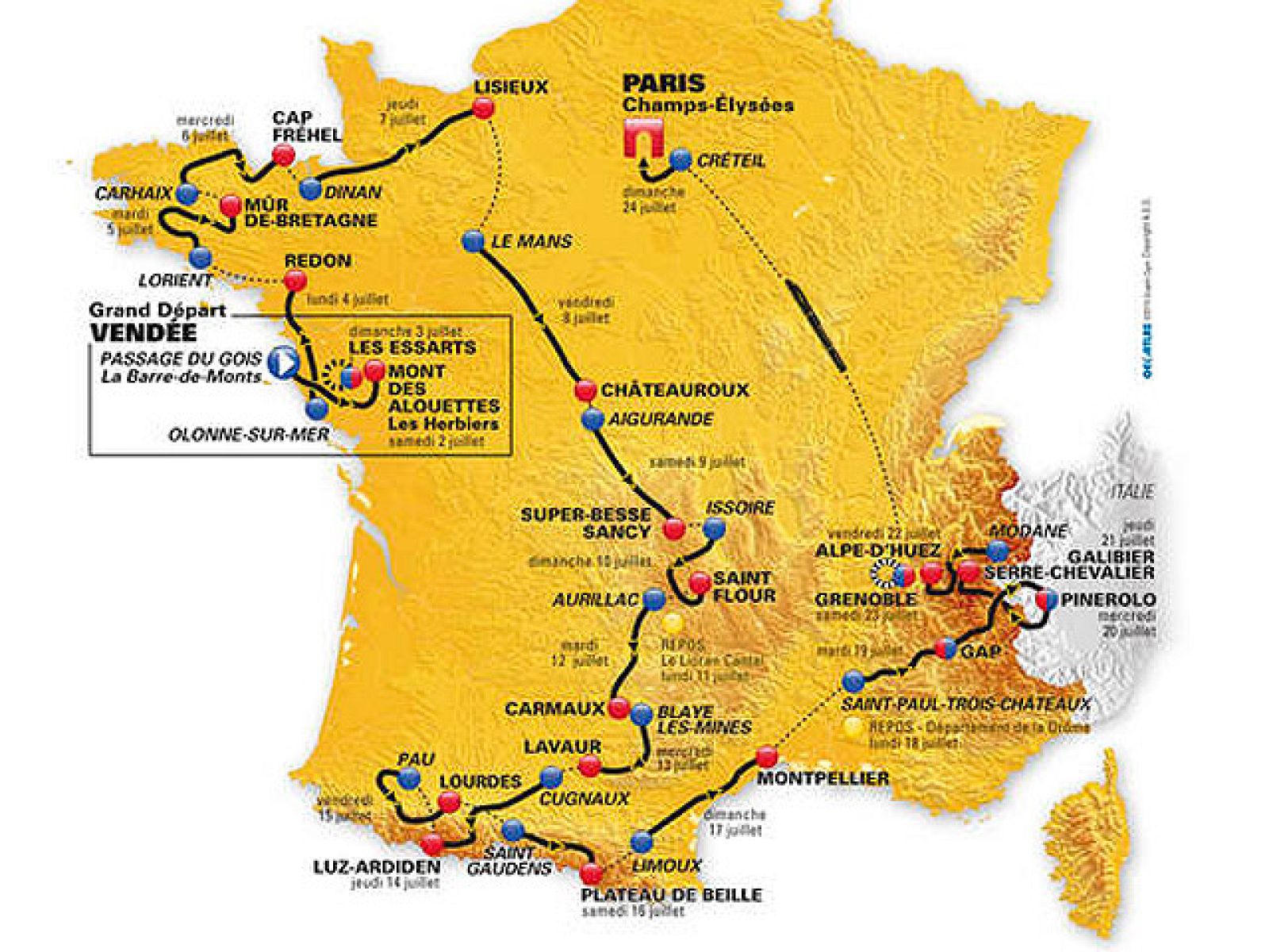 La próxima edición del Tour ha sido presentada en París. La novedad será que habrá más montaña y menos etapas contrarreloj respecto a las últimas ediciones.