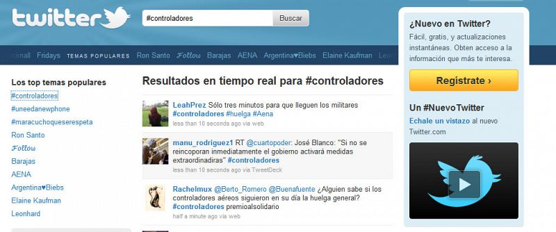 La huelga de controladores se convierte en el tema más twitteado en la red