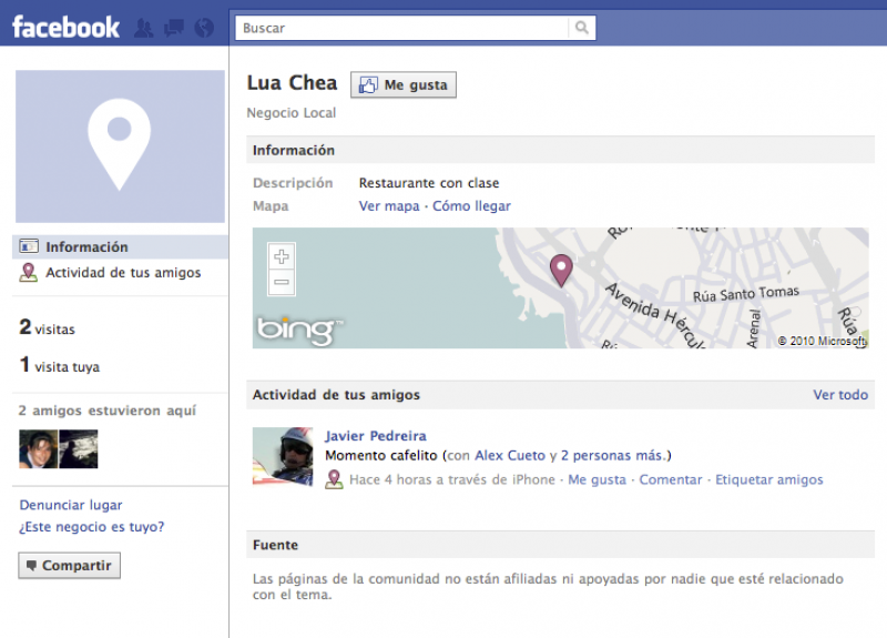 Los indiscretos Lugares de Facebook