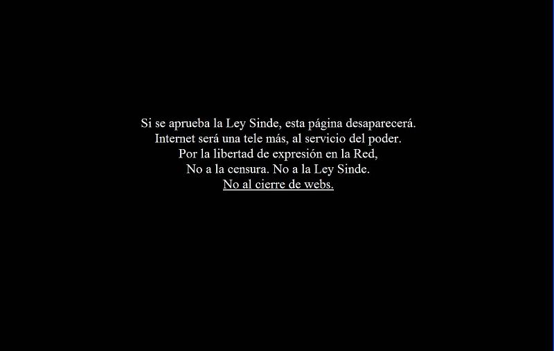 Una veintena de sitios web de descarga cierran un día en rechazo a la Ley Sinde