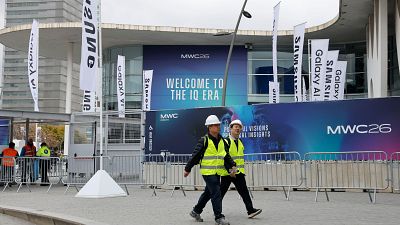 Preparativos del MWC, el mayor evento mundial dedicado a las tecnologías móviles, que arranca el próximo lunes en Barcelona una edición especial, marcada por el vigésimo aniversario del congreso en la capital catalana