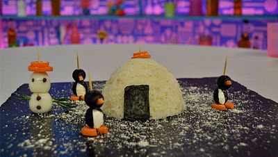 Cocina con Clan 2 - Pingüinos de aceitunas con iglú de arroz