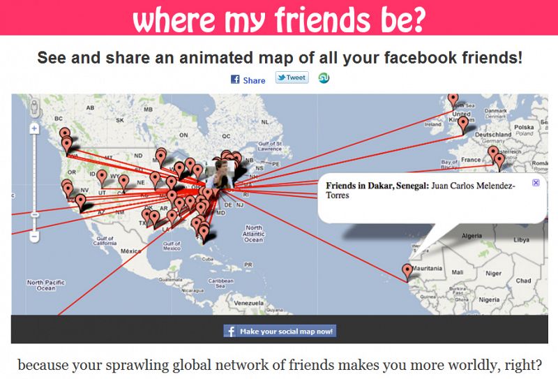 El mapa de tus amigos en Facebook