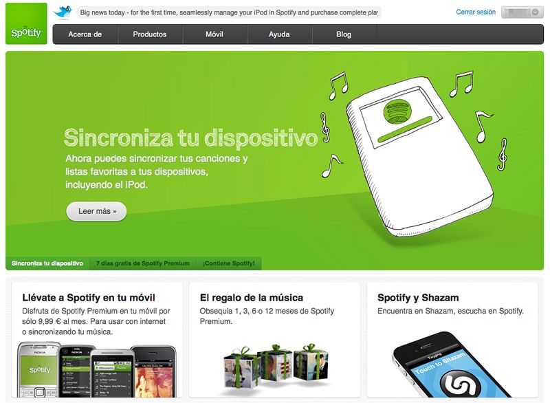 Spotify se mete en los iPod ampliando su servicio de venta de música en MP3