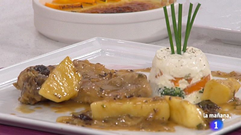 Chuletas a la sidra con pastel de verduras y queso (19/05/11)