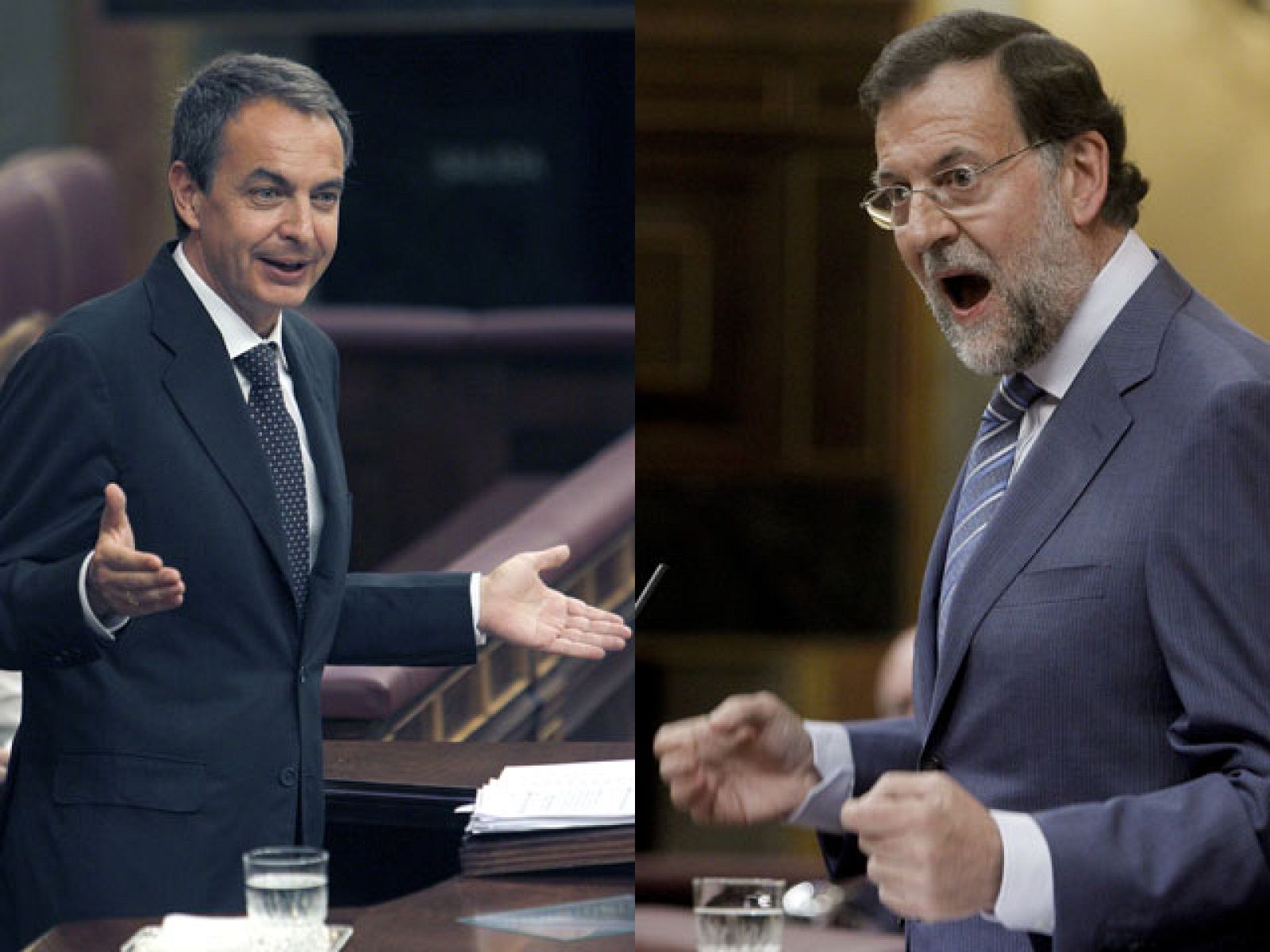 Rajoy pide elecciones y Zapatero una oposición responsable