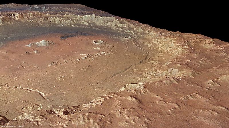 Un cráter de Marte, el gran lago de la superficie marciana cuando había agua