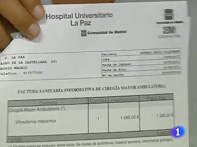 La primera "factura en la sombra" de Madrid es de 1.085 euros por una operación en La Paz