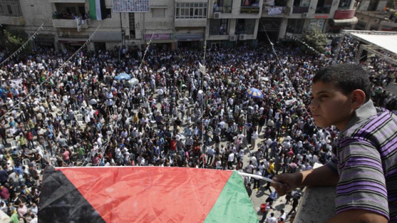 Miles de palestinos reivindican en Ramala convertirse en el Estado 194 de la ONU