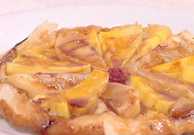 Tarta 'Tatin' de pera y mango