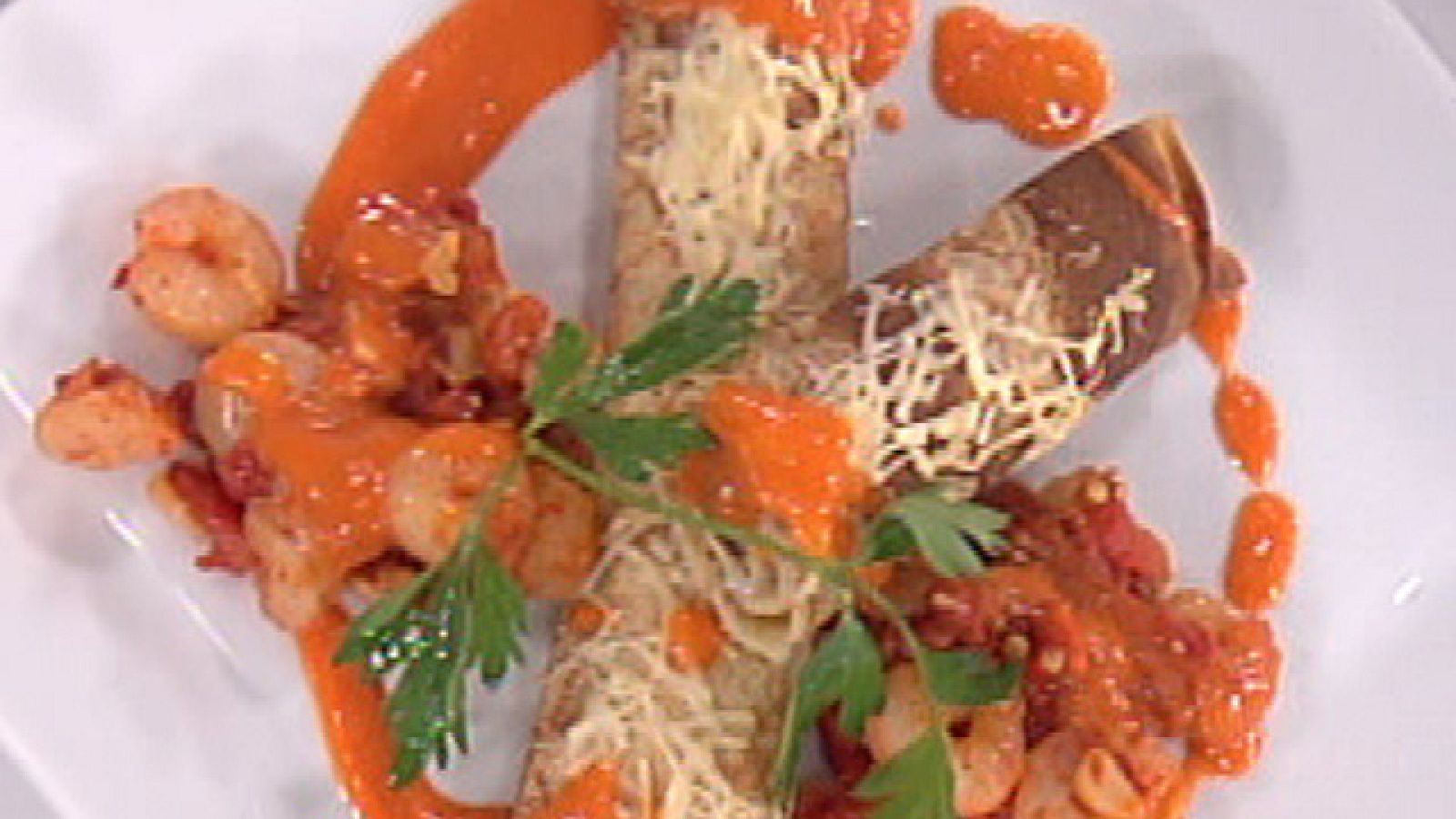 Crepes con mejillones y gorgonzola gratinados (24/10/2011)