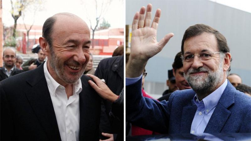 Rajoy y Rubalcaba animan a los ciudadanos a acudir a las urnas tras ejercer su derecho al voto