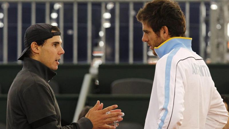 Nadal y Del Potro, dos números uno que trabajan duro para elevar la moral del equipo