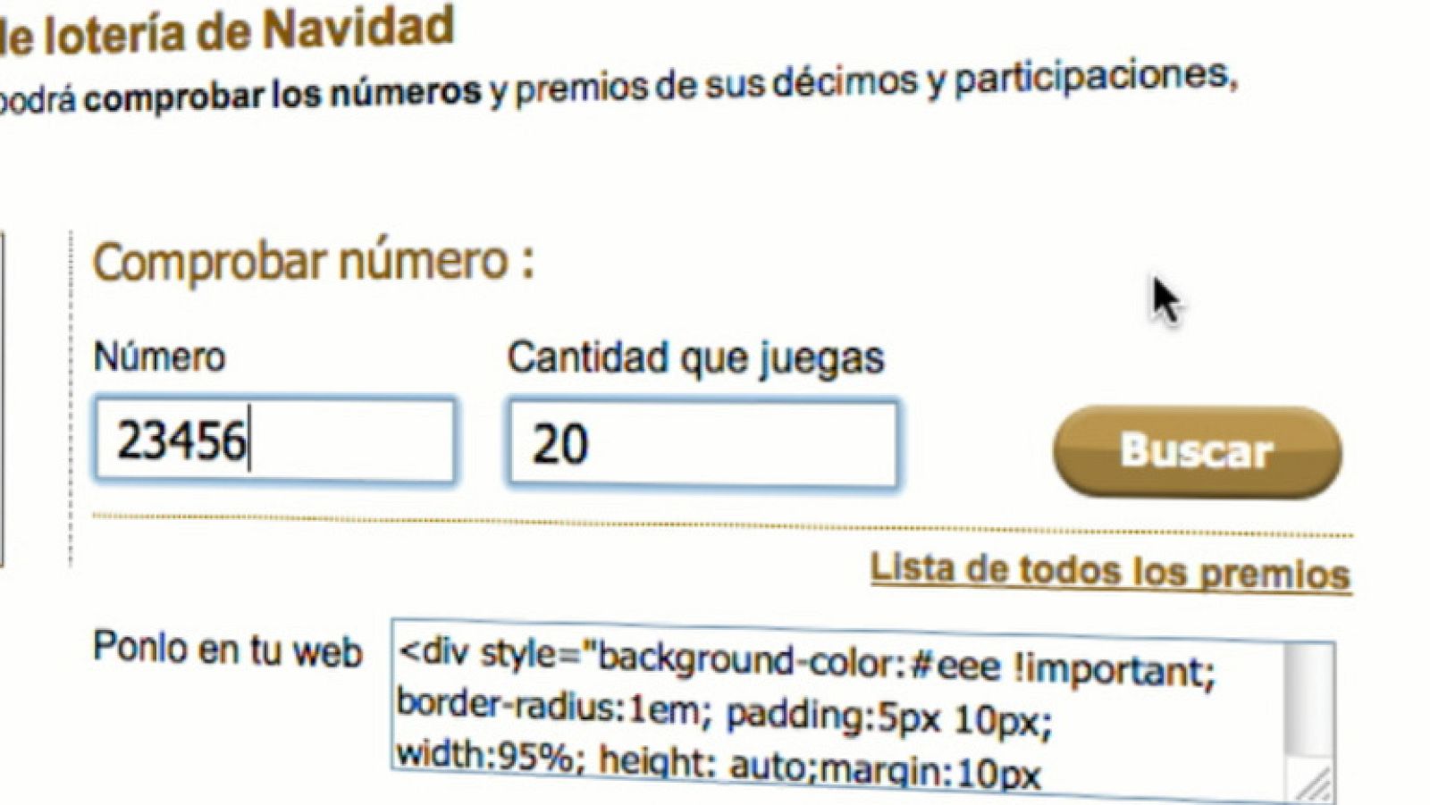 Conozca si su décimo ha sido premiado en rtve.es