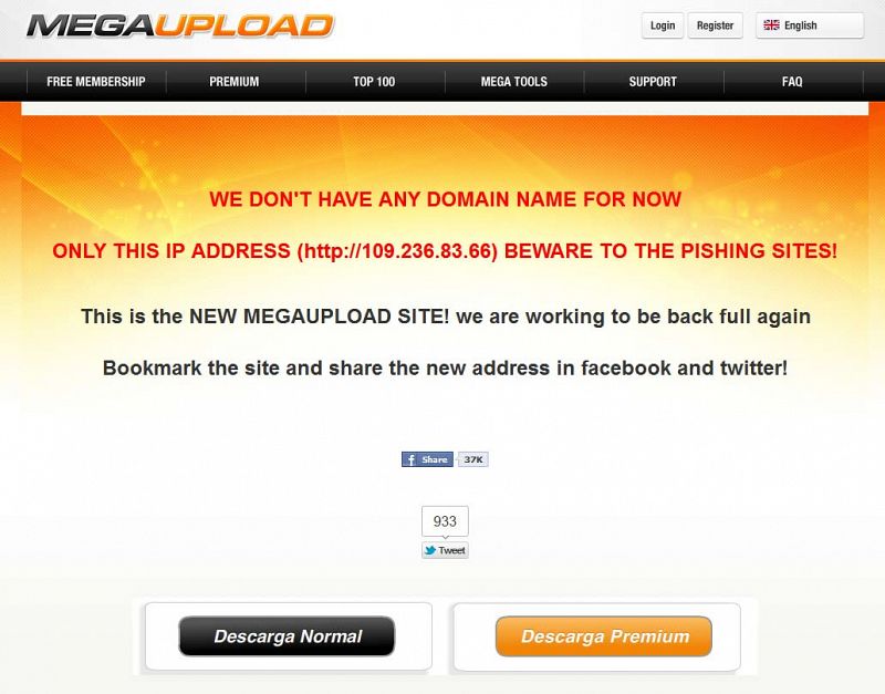 Aparecen páginas falsas que simulan ser el nuevo Megaupload