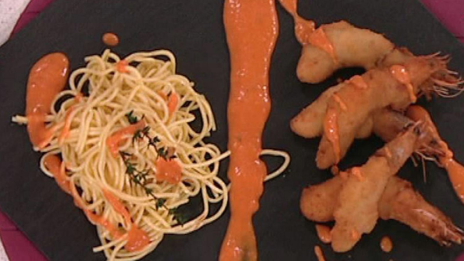 Langostinos a la villaroy de queso brie con salsa americana (21/02/2012)