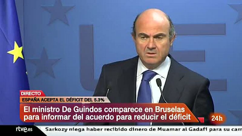 De Guindos dice que España cumplirá con el 5,3%, pero no se cambiará la previsión de PIB o paro