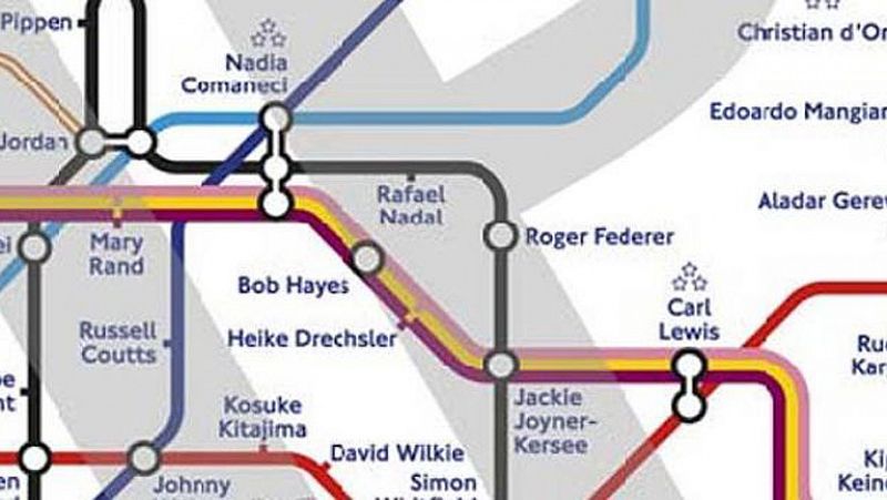 El metro de Londres diseña un nuevo mapa con sus paradas dedicadas a las leyendas olímpicas