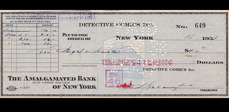 Se subasta el cheque de 130 dólares con el que se compró a Superman