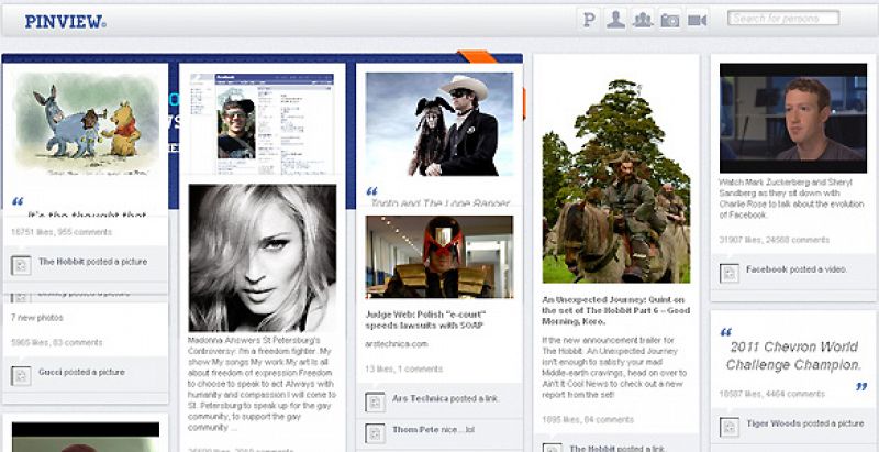Pinview, una 'app' para ver Facebook como un tablero de fotografías en Pinterest