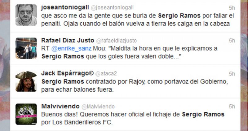 El lanzamiento de penalti fallado por Ramos se convierte en trending topic mundial