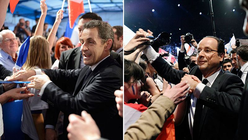 Sarkozy y Hollande 'venden' sus diferentes ideas de Europa en la recta final de la campaña