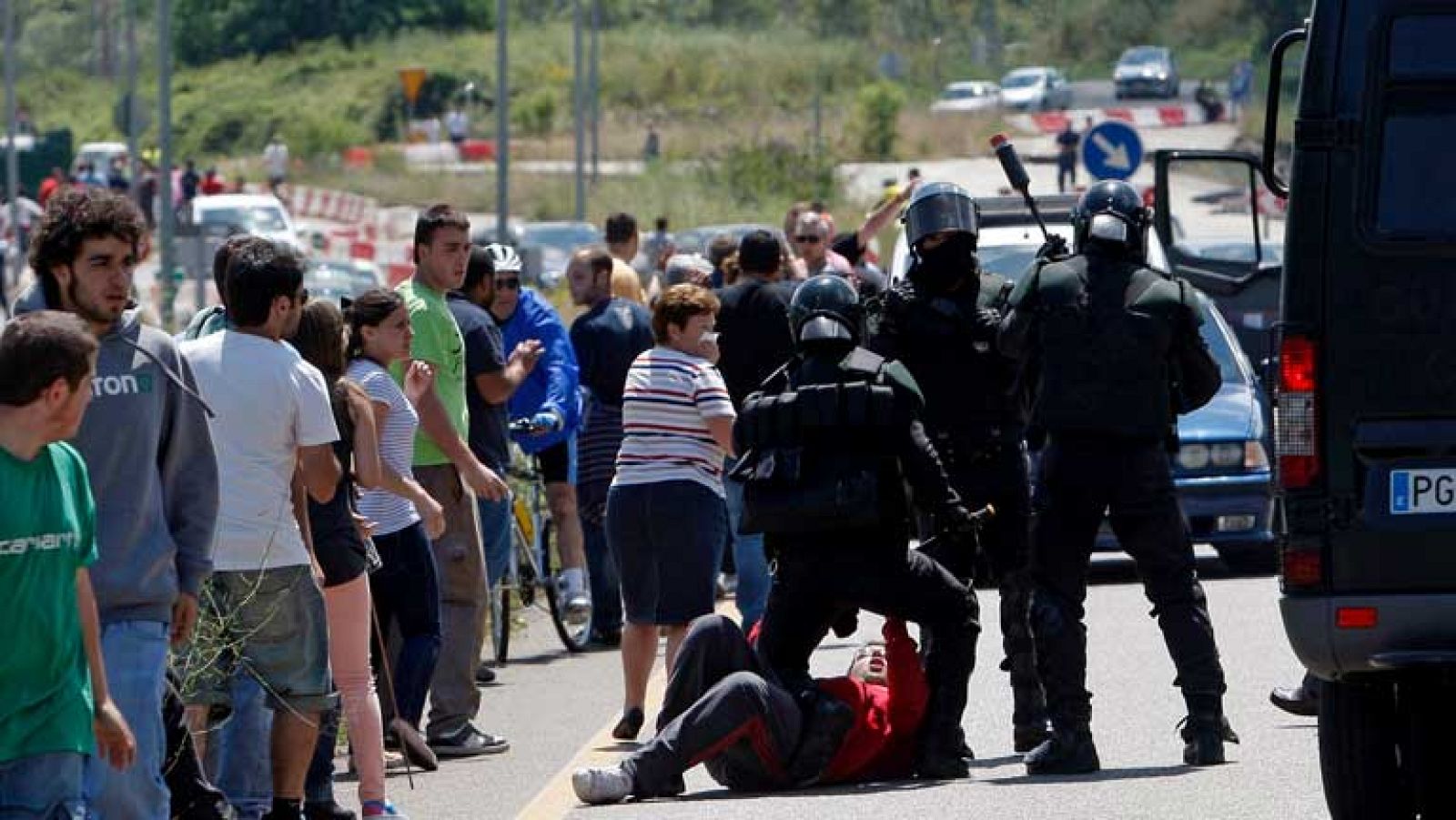 Barricadas de los mineros en su camino a Madrid