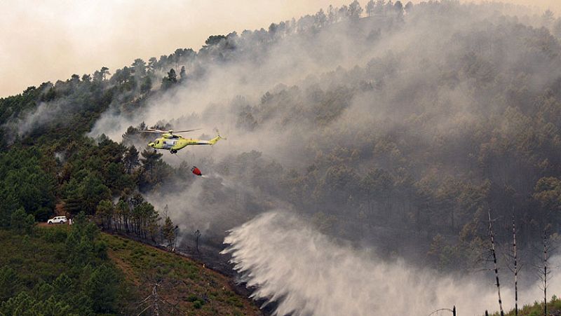 El incendio de Hurdes, que se espera extinguir hoy, ha quemado 800 hectáreas