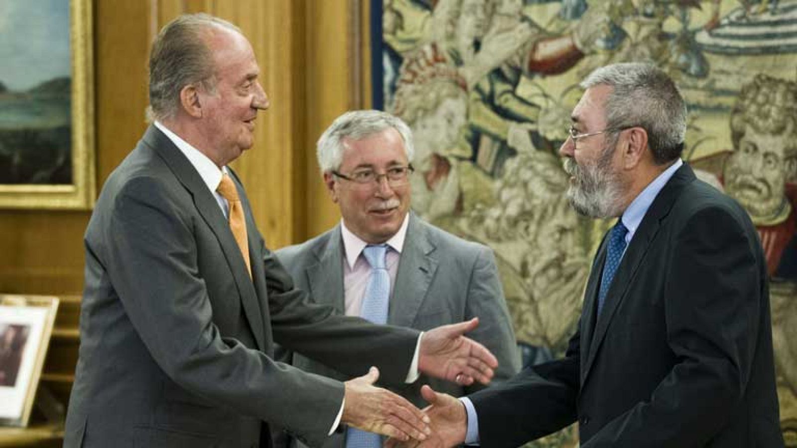 El rey se ha reunido con los líderes de UGT y Comisiones Obreras