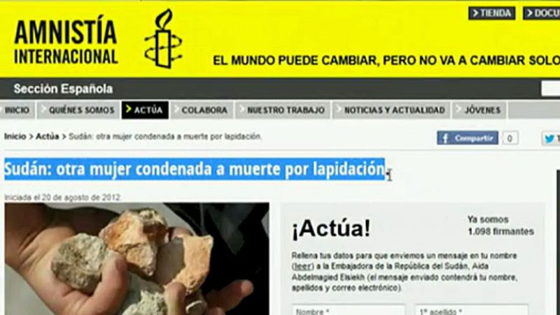 Amnistía Internacional recoge firmas para evitar la lapidación de una mujer en Sudán
