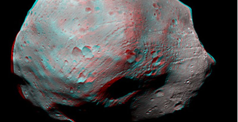 La sonda europea Mars Express capta la primera imagen 3D de la luna más grande de Marte