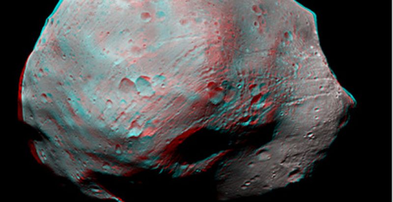 La sonda europea Mars Express capta la primera imagen 3D de la luna más grande de Marte