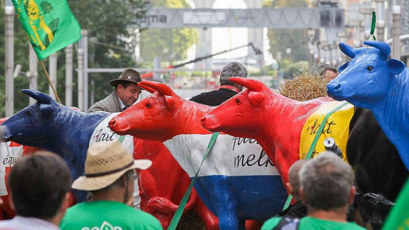 Cientos de manifestantes piden en Bruselas un "cambio radical" en la política agraria común